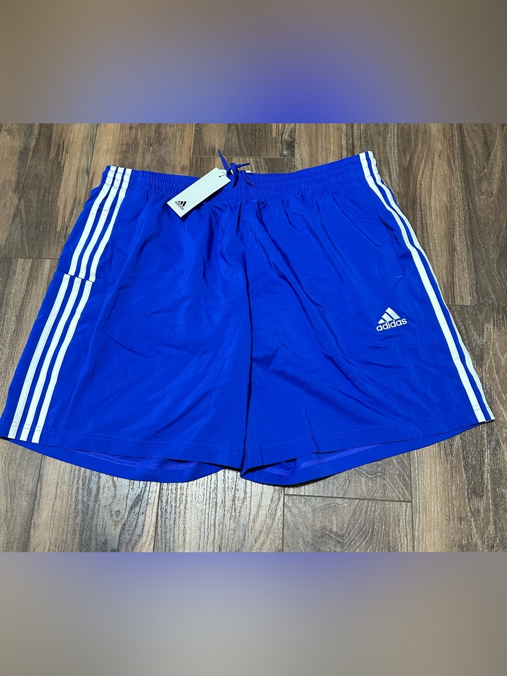 New Adidas Men’s 3 Stripe Royal Blue  Mesh Lined Shorts 2XL 7” NWT